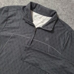 Ariat Quarter Zip Pullover Women Size M Gray Geometric Print Performance Top